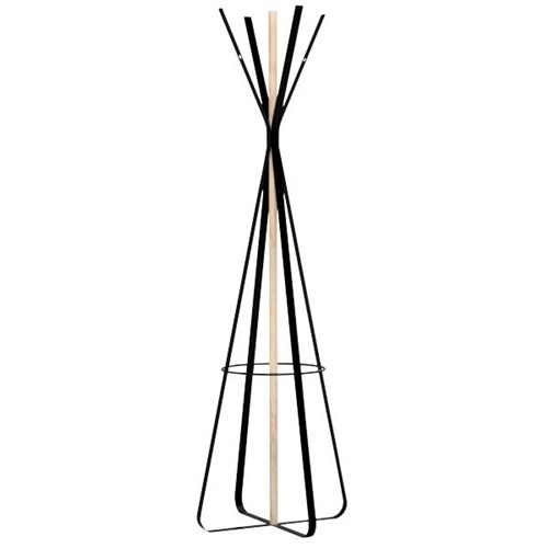 Sprout Coat And Umbrella Stand Black/Natural Timber 550x550x1700mm