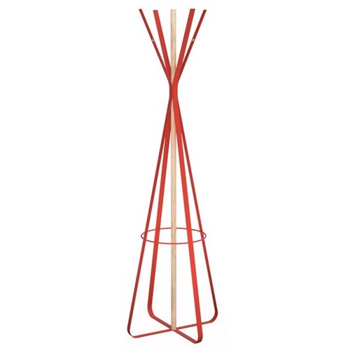 Sprout Coat And Umbrella Stand Red/Natural Timber 550x550x1700mm