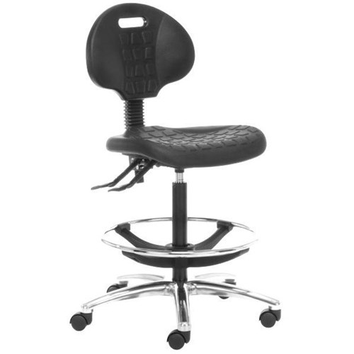 Lab Tech Chair With Foot Ring Black/Polished Alloy