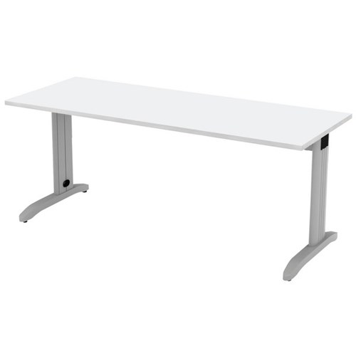 Swift Fixed Height Desk With Cable Port 1800mm Snowdrift/Silver