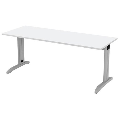 Swift Fixed Height Desk With Cable Port 1800mm Snowdrift/Silver ...