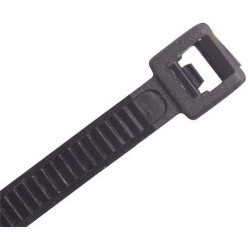 Cabac Nylon Cable Ties Releasable 200x4.8mm Black, Pack of 100