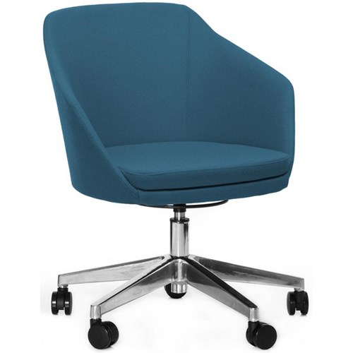Annette Chair Alloy Base With Castors & Gaslift Augustus Fabric/Reef