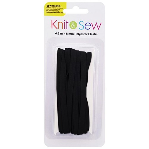 Knit & Sew Elastic 6mm x 4.8m Black