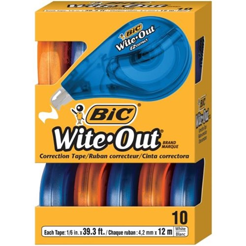 BIC Witeout Correction Tape 4.2mm x 12m, Box of 10