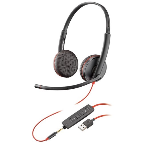 Plantronics Blackwire C3225 UC Wired USB-A Binaural Headset With 3.5mm