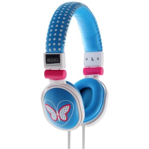 Moki Popper Butterfly Blue Wired Headphones