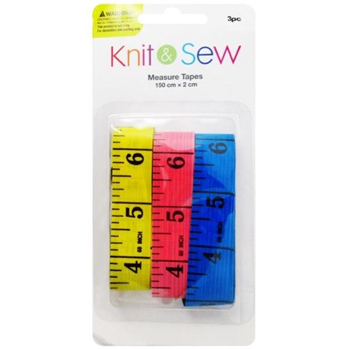 Knit & Sew Tape Measure 1.5m, Pack of 3
