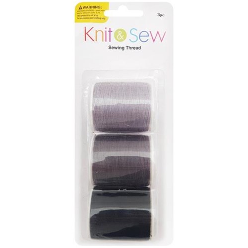 Knit & Sew Thread 140m Grey, Pack of 3