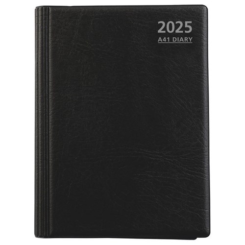 OfficeMax A41 1/2 Hour Appointment Executive Wiro Diary A4 1 Day Per Page 2025 Black