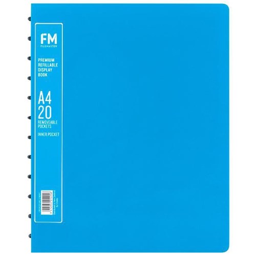 FM A4 Premium Refillable Display Book 20 Pockets Ice Blue