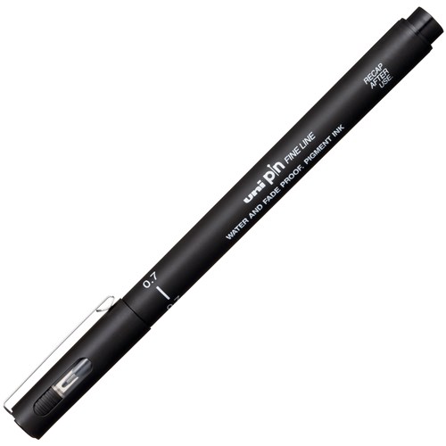 uni Pin Black Fine Line Pigment Pen 0.7mm Medium Tip