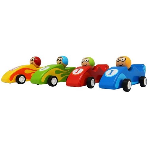 Wooden Pull Back Racing Car 4 Assorted Colours | OfficeMax NZ