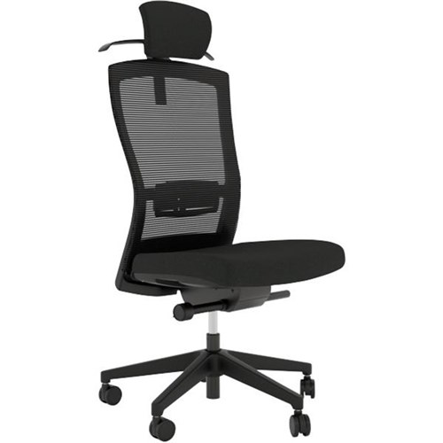 Klever Executive Chair 3D Mesh High Back With Lumbar & Headrest Black/Nylon Base