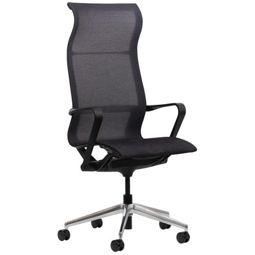 Air Executive Chair Mesh High Back With Arms Black/Alloy Base