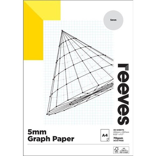 Reeves A4 Graph Pad 70gsm 5mm 40 Sheets