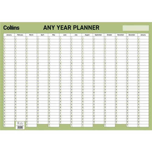 Collins Any Year Wall Year Planner Framed 695 x 495mm