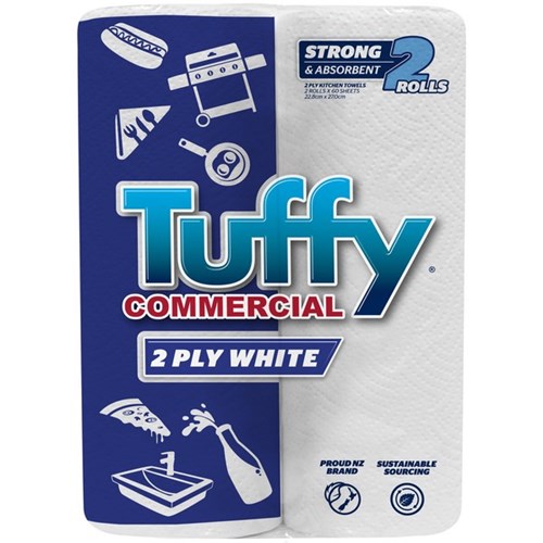 Tuffy Kitchen Paper Towels Twin Pack 2 Ply 60 Sheets, Pack of 2