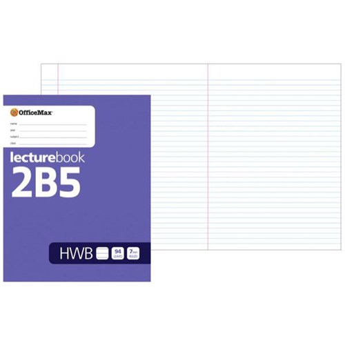 OfficeMax 2B5 (HWB) Hardcover Lecture Book 7mm Lined 94 Leaves