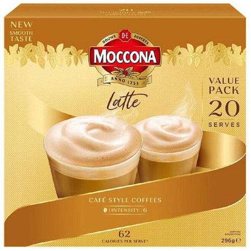 Moccona Cafe Classic Latte Coffee Sachet 296g, Pack of 20