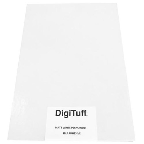 Digituff SRA3 Matt White Permanent Self Adhesive Synthetic Paper, Pack of 50