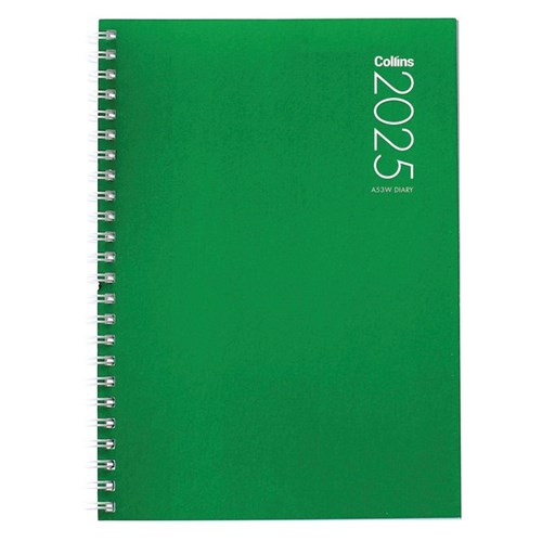 Collins A53 Wiro Diary A5 Week To View 2025 Assorted Colours