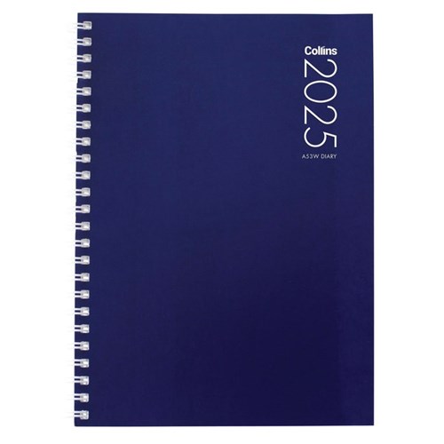 Collins A53 Wiro Diary A5 Week To View 2025 Assorted Colours