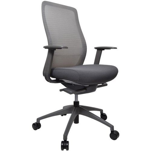 Konfurb Luna Task Chair Mesh Back With Arms & Lumbar Support Grey