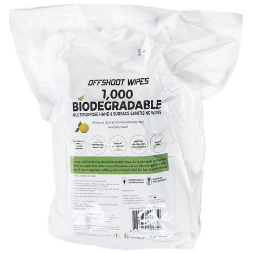 Offshoot Antibacterial Sanitising Wipes Biodegradable, Roll of 1000 Sheets