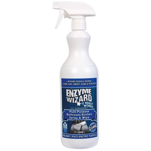 Enzyme Wizard Bathroom/Kitchen Mould & Mildew Spray & Wipe Cleaner RTU 1L