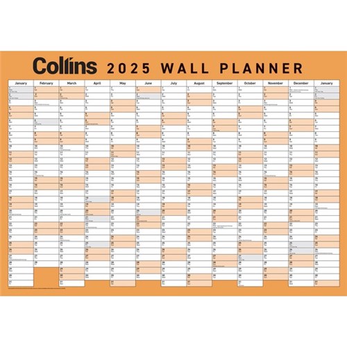 Collins Large Dated Year Wall Planner Double Sided 990x700mm 2025