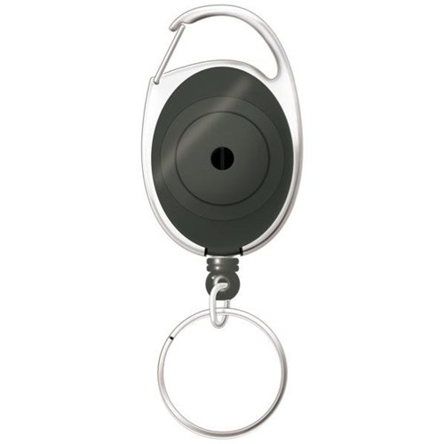 Corporate Express Card Holder Reel Snap Lock Key Ring Charcoal