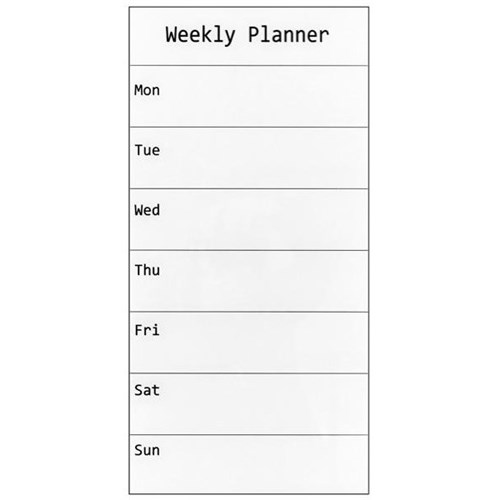 Prowite Glass Writing Board Weekly Planner Magnetic White 600 x 300mm