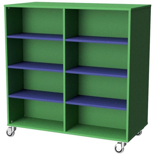 Zealand Mobile Bookcase Double Sided Green/Blue 1200x600x1200mm