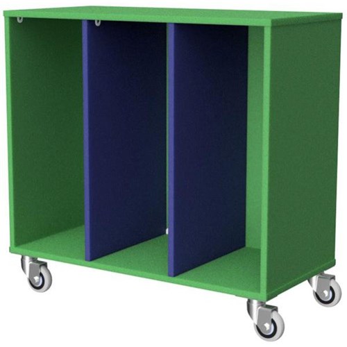 Zealand Mobile Tote Tray 3 Storage Unit Green/Blue 892x425x800mm