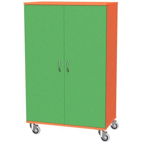 Zealand Locking Mobile Cupboard Orange/Green 800x450x1200mm