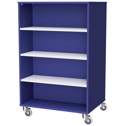 Zealand Double Sided Mobile Bookcase Blue/White 800x600x1200mm