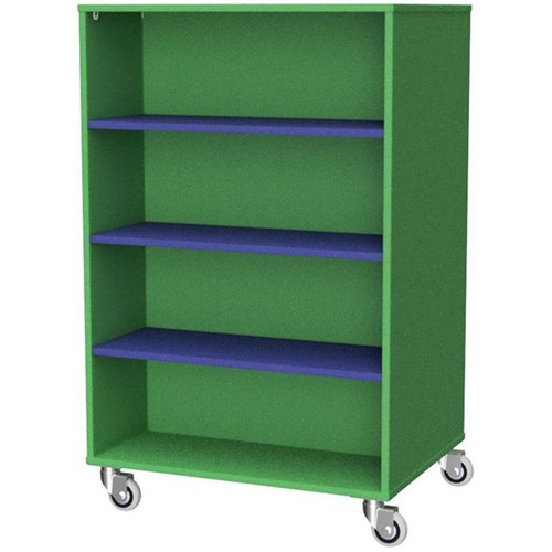 Zealand Double Sided Mobile Bookcase Green/Blue 800x600x1200mm