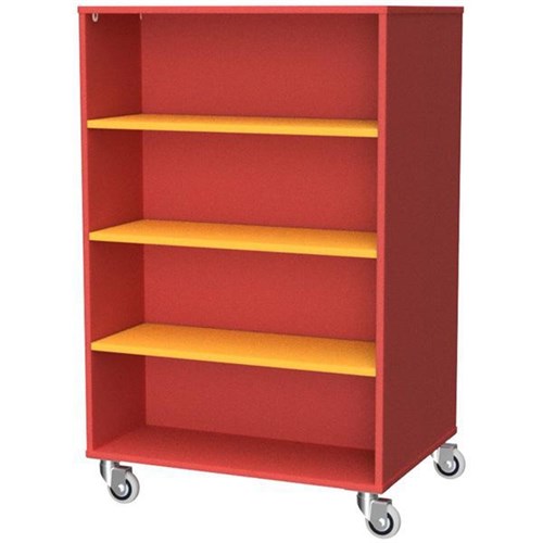 Zealand Double Sided Mobile Bookcase Red/Yellow 800x600x1200mm