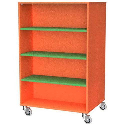 Zealand Double Sided Mobile Bookcase Orange/Green 800x600x1200mm