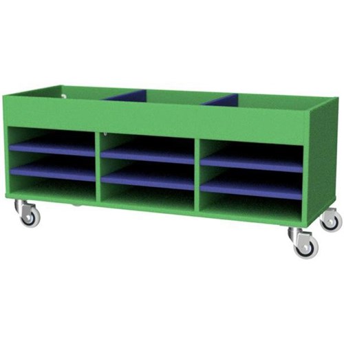 Zealand Office Multi Use Storage Trolley 1200x450mm Green/Blue