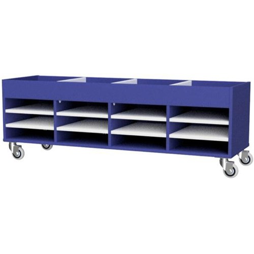 Zealand Office Multi Use Storage Trolley 1500x450mm Blue/White