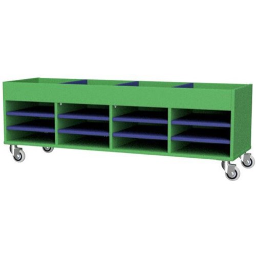 Zealand Office Multi Use Storage Trolley 1500x450mm Green/Blue