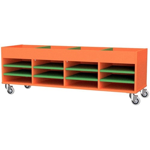 Zealand Office Multi Use Storage Trolley 1500x450mm Orange/Green