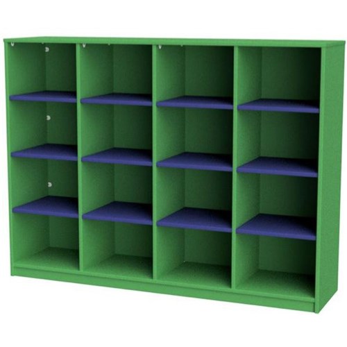 Zealand 16 Cube Storage Unit Green/Blue 1600x400x1200mm