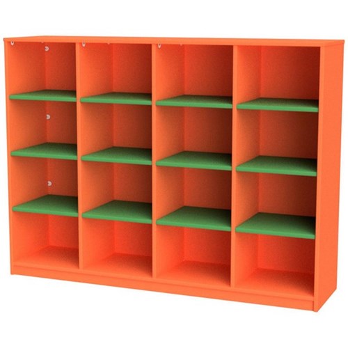 Zealand 16 Cube Storage Unit Orange/Green 1600x400x1200mm