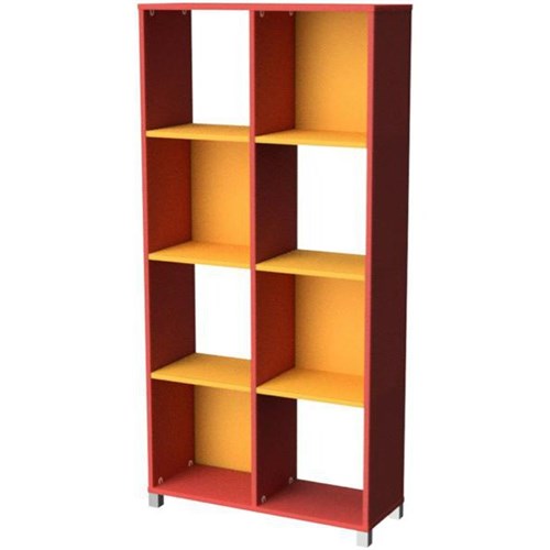 Zealand 8 Cube Storage Unit Red/Yellow 800x400x1650mm