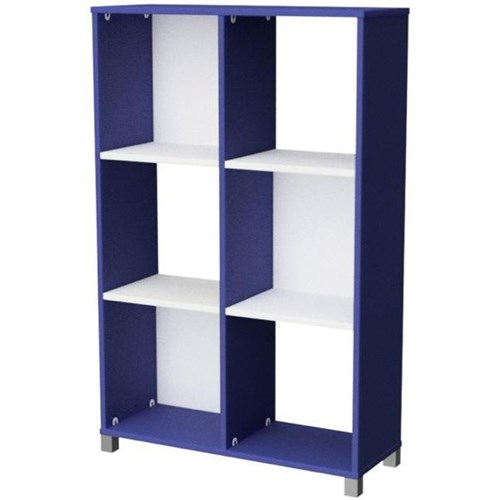 Zealand 6 Cube Storage Unit Blue/White 800x400x1250mm