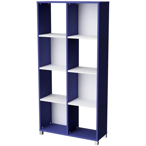 Zealand 8 Cube Storage Unit Blue/White 800x400x1650mm