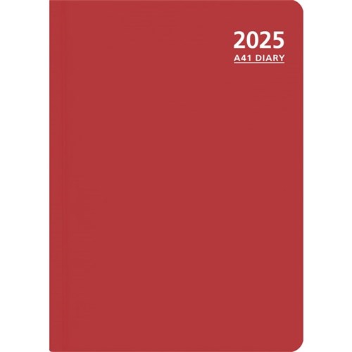 OfficeMax A41 1/2 Hour Appointment Diary A4 1 Day Per Page 2025 Red